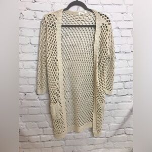 Miracle Beige Crochet Cardigan size Small